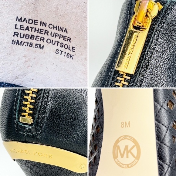 MICHAEL Michael Kors Caged Heels Black Leather Bootie Platform Peep Toe Size 8 - Picture 10 of 11